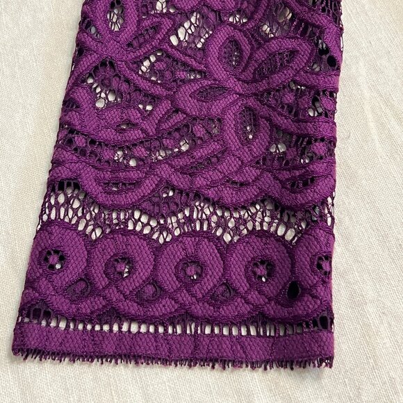 Gabby Skye Purple Lace Sheath Dress Lined 3/4 Sleeve Size 14 Cocktail Party - Picture 5 of 12